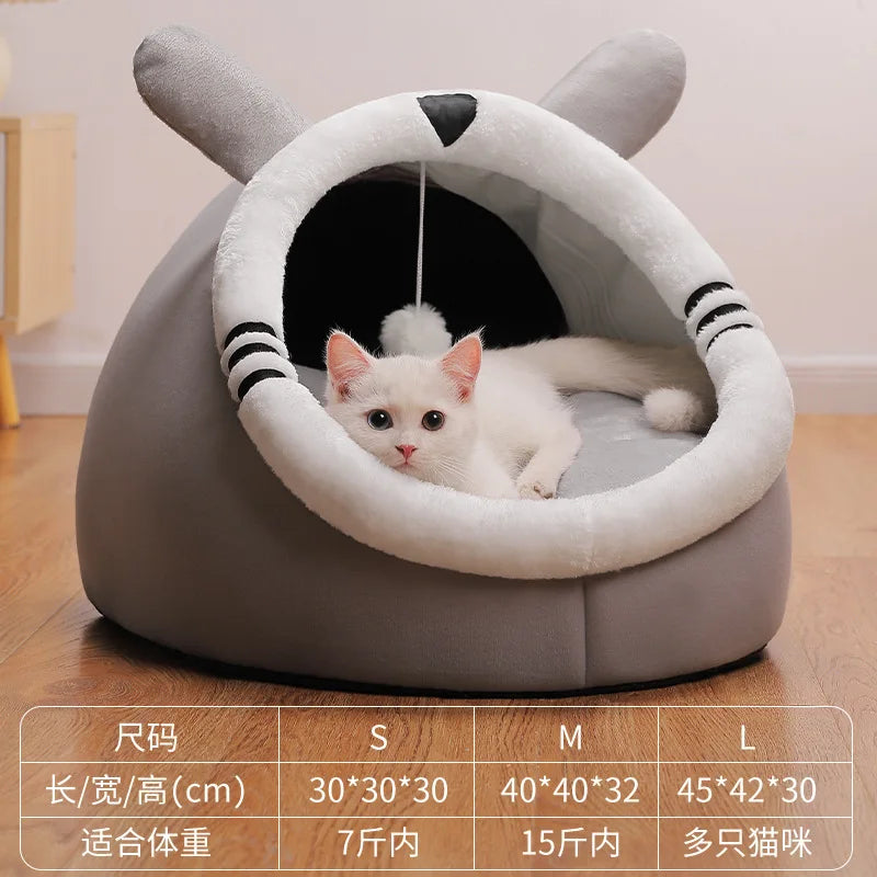 Deep Sleep Cat Bed Warm Cartoon Pet Bed Foldable Removable Washable Pet Sleeping Bed for Small Dog Mat Bag Cave Cattery