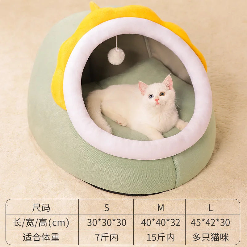 Deep Sleep Cat Bed Warm Cartoon Pet Bed Foldable Removable Washable Pet Sleeping Bed for Small Dog Mat Bag Cave Cattery