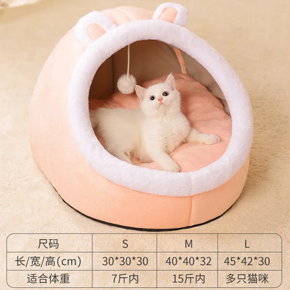 Deep Sleep Cat Bed Warm Cartoon Pet Bed Foldable Removable Washable Pet Sleeping Bed for Small Dog Mat Bag Cave Cattery