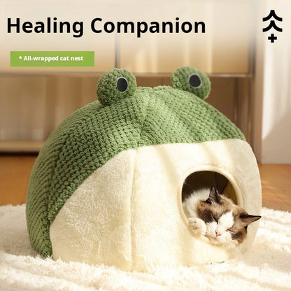 Plush Bubble Velvet New Pet Nest Little Frog Series Cat Nest Warm Dog Nest Autumn and Winter House Nest Pet Supplies Pet House