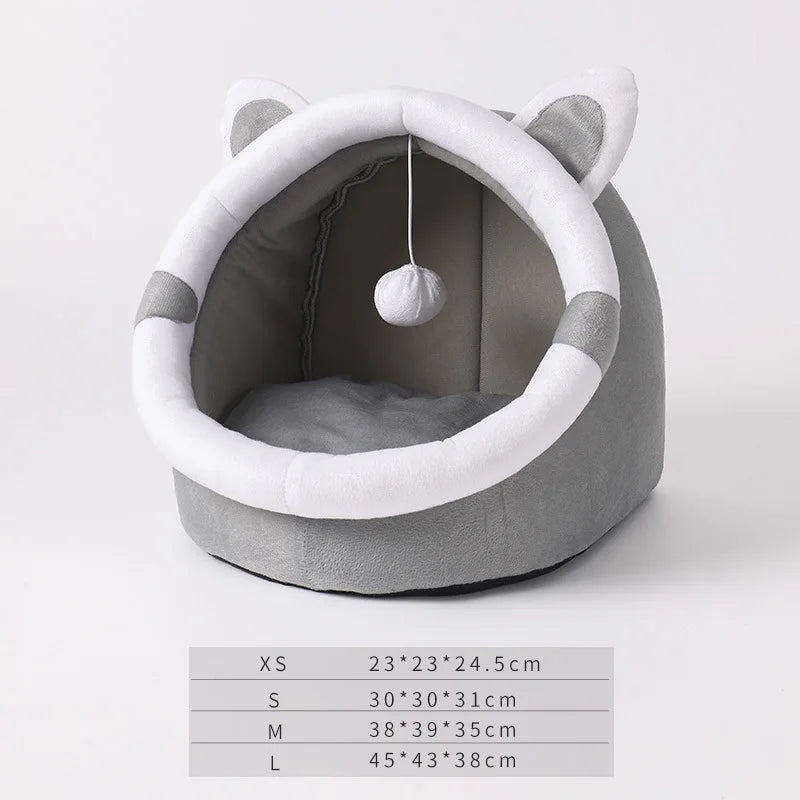 Deep Sleep Cat Bed Warm Cartoon Pet Bed Foldable Removable Washable Pet Sleeping Bed for Small Dog Mat Bag Cave Cattery