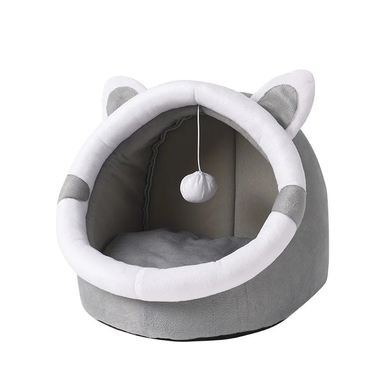 Deep Sleep Cat Bed Warm Cartoon Pet Bed Foldable Removable Washable Pet Sleeping Bed for Small Dog Mat Bag Cave Cattery