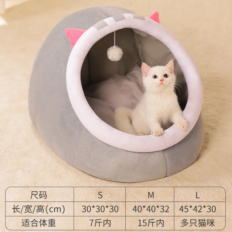 Deep Sleep Cat Bed Warm Cartoon Pet Bed Foldable Removable Washable Pet Sleeping Bed for Small Dog Mat Bag Cave Cattery
