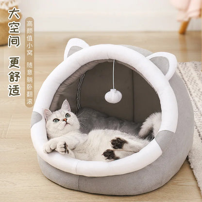 Deep Sleep Cat Bed Warm Cartoon Pet Bed Foldable Removable Washable Pet Sleeping Bed for Small Dog Mat Bag Cave Cattery